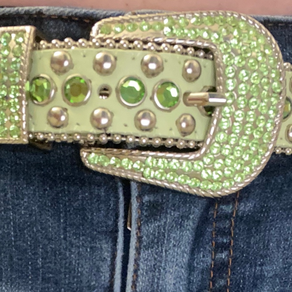 Beautiful Green Rhinestones Belt 40" long - Woman